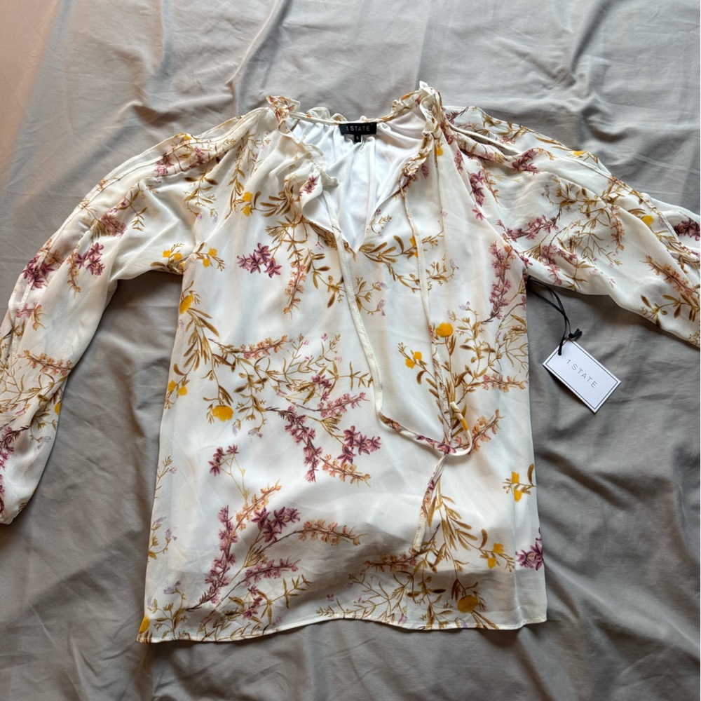 Floral Blouse with Cold Shoulder cutouts